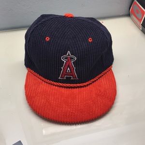 Los Angeles Angels corduroy hat red and dark blue